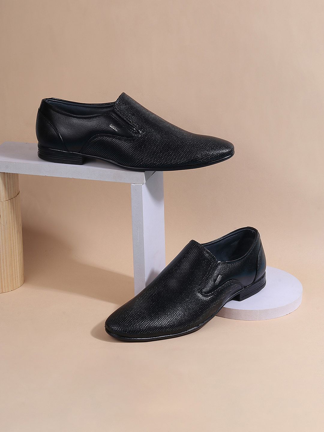 Mochi Men Textured Leather Slip-On Shoes