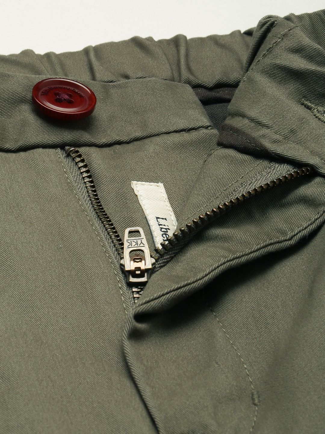 Mr Bowerbird Men Olive Green Slim Fit Solid Cropped Chinos