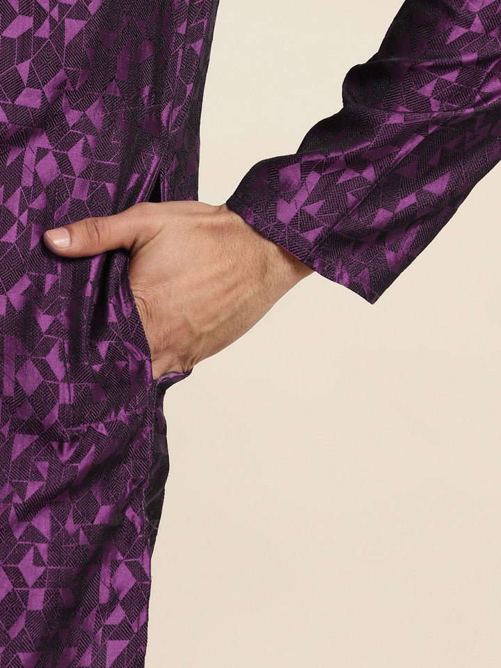 SOJANYA Men Silk Blend Woven Design Kurta