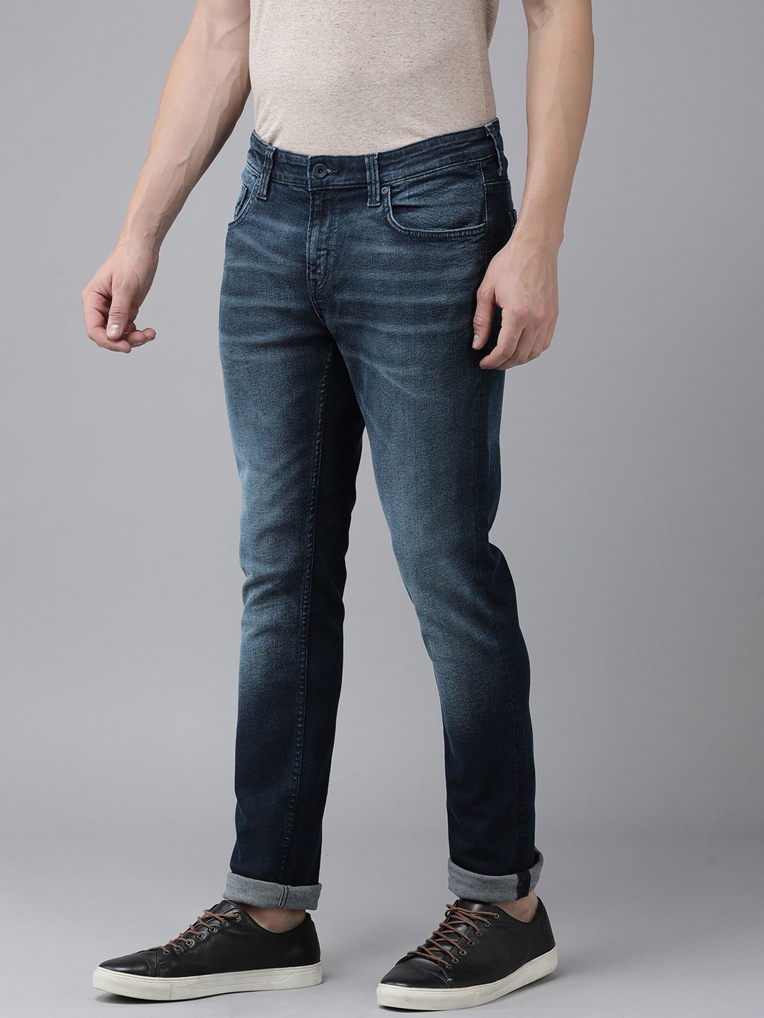 SPYKAR Men Skinny Fit Low-Rise Heavy Fade Stretchable Jeans