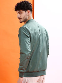 The Indian Garage Co Men Solid Regular Fit Varsity Bomber Jacket
