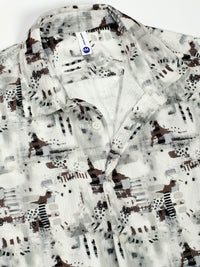 Thomas Scott Men Premium Fit Spread Collar Abstract Printed Cotton Casual Shirt