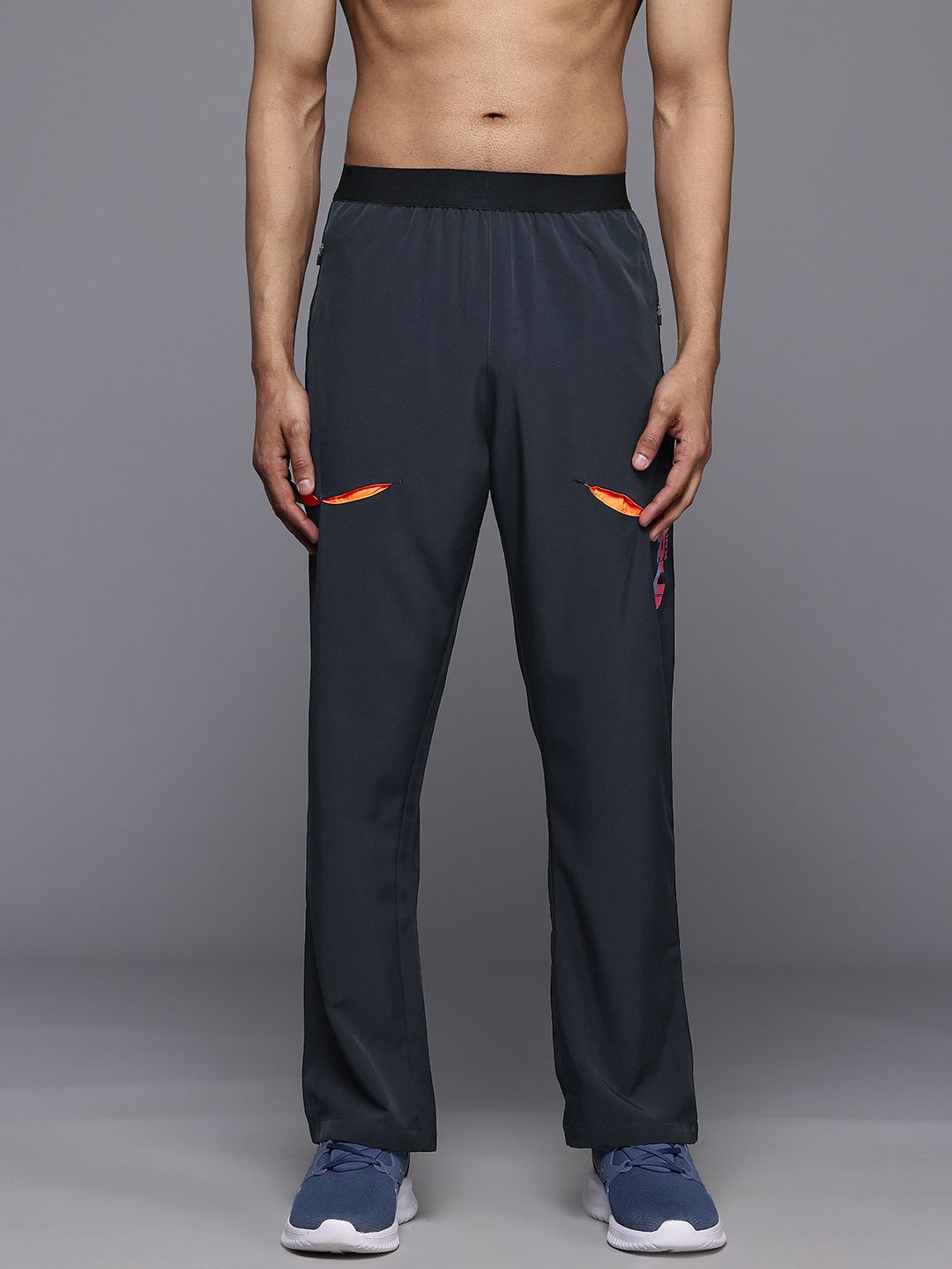 HRX by Hrithik Roshan Men Rapid-Dry Running Track Pants with Pocket Detailing