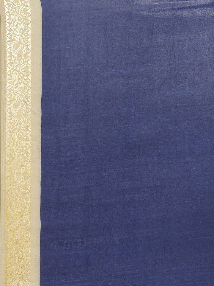 Saree mall Navy Blue & Beige Solid Saree