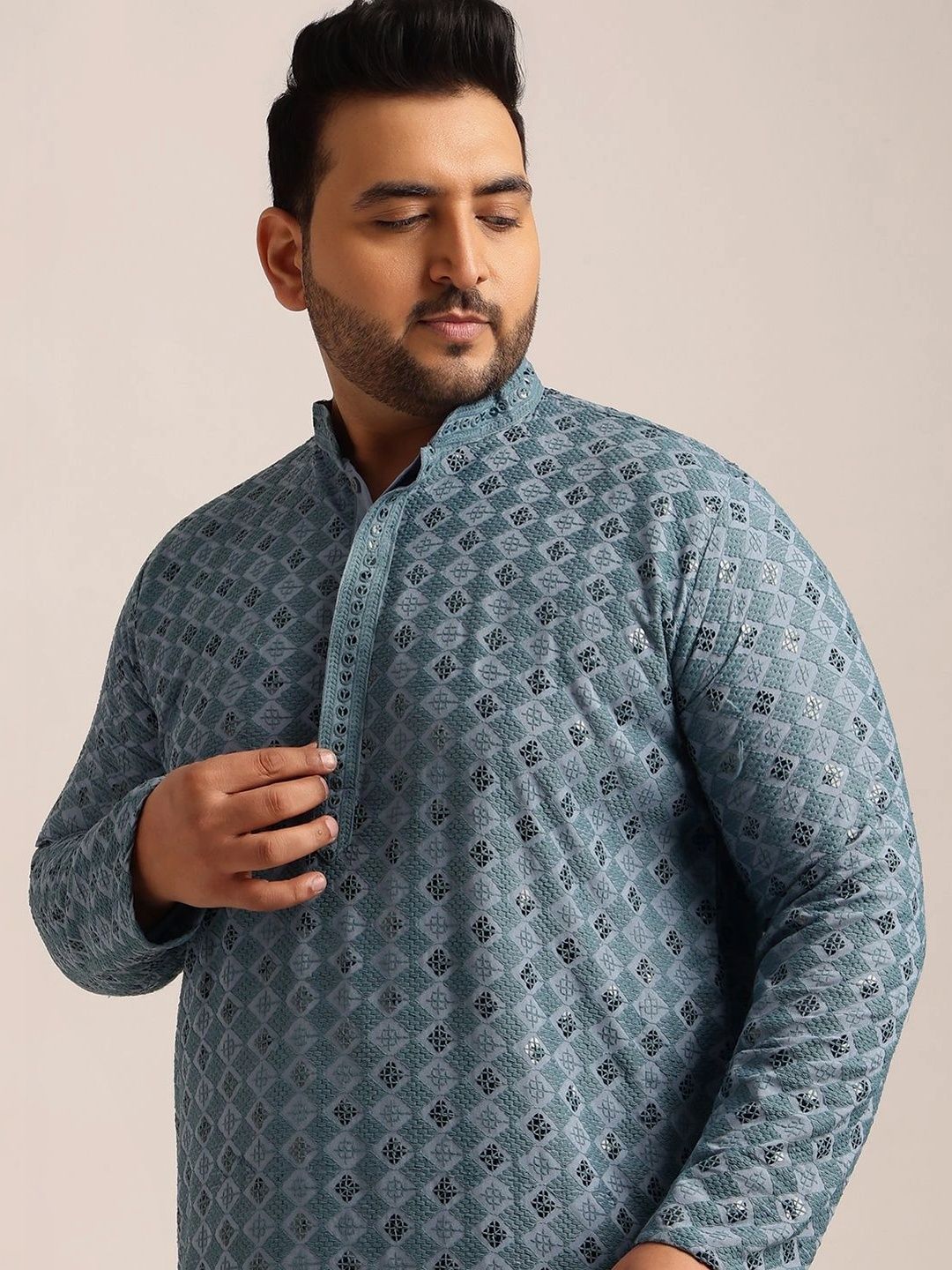 SOJANYA PLUS Men Geometric Printed Kurta