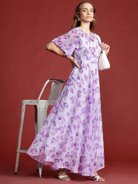 all about you Floral Print Flared Sleeve Maxi Dress