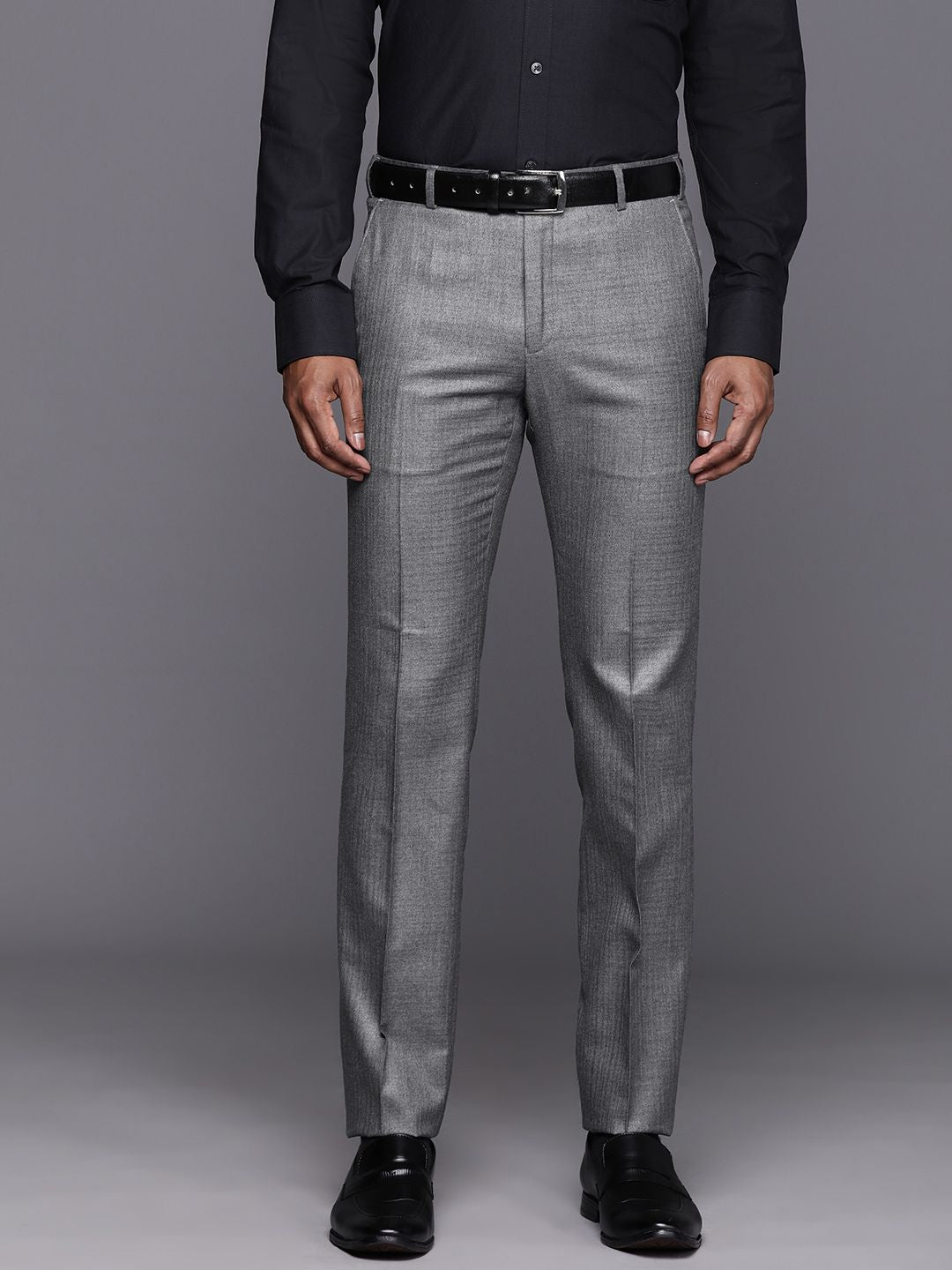 Raymond Men Textured Slim Fit Trousers