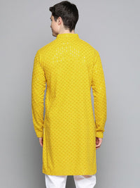 Jompers Floral Embroidered Sequinned Chikankari Cotton Kurta