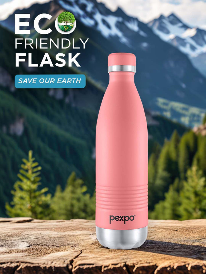 Pexpo Echo Delux Pink ISI Certified Thermosteel Hot and Cold Flask Water Bottle 980ml