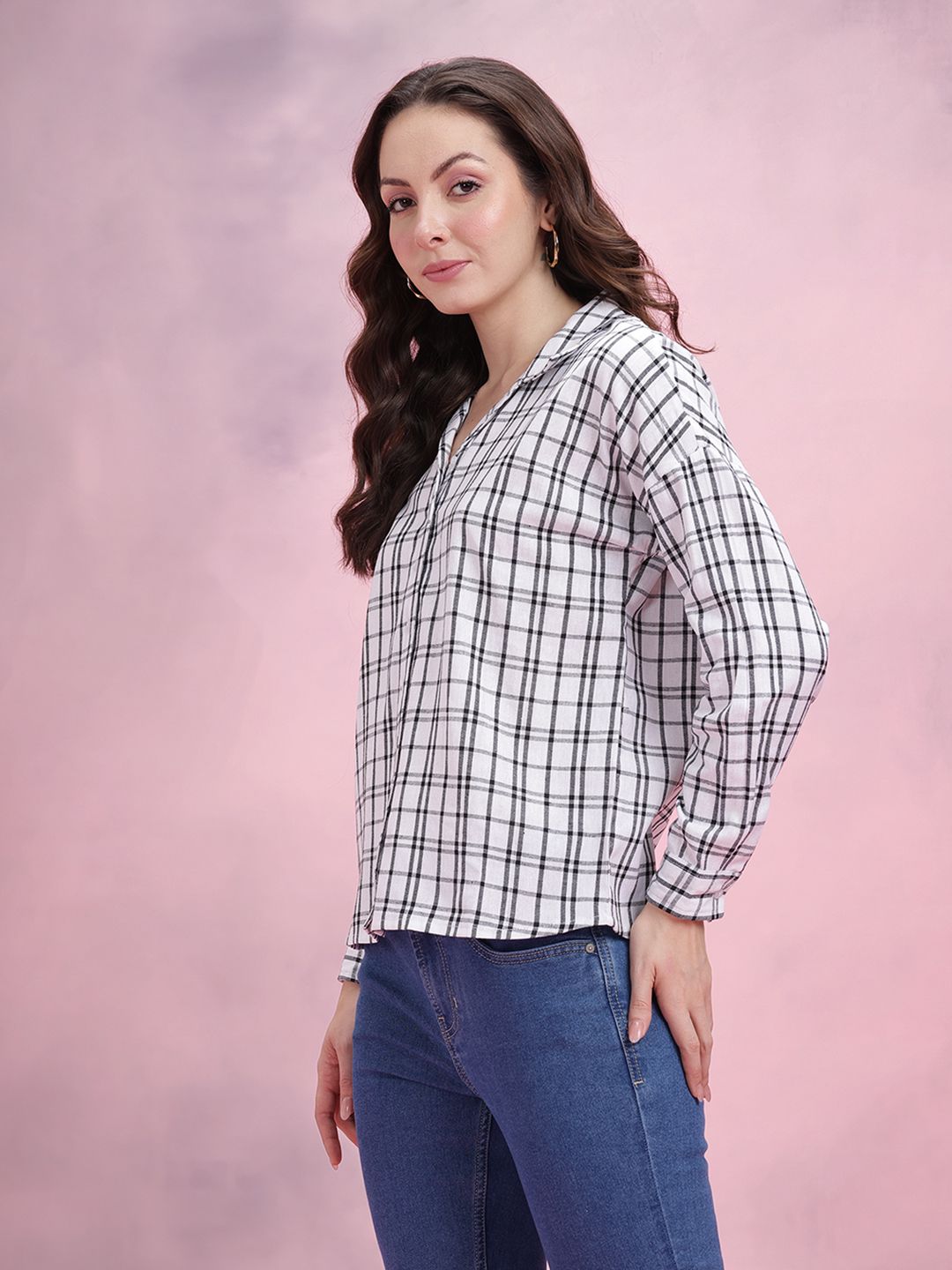 DressBerry Tartan Checks Monochrome Shirt