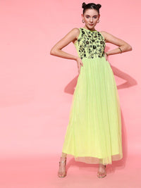 STREET 9 Women Lime Green Embellished Dress