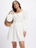 DressBerry Power Shoulders Textured A-Line Dress