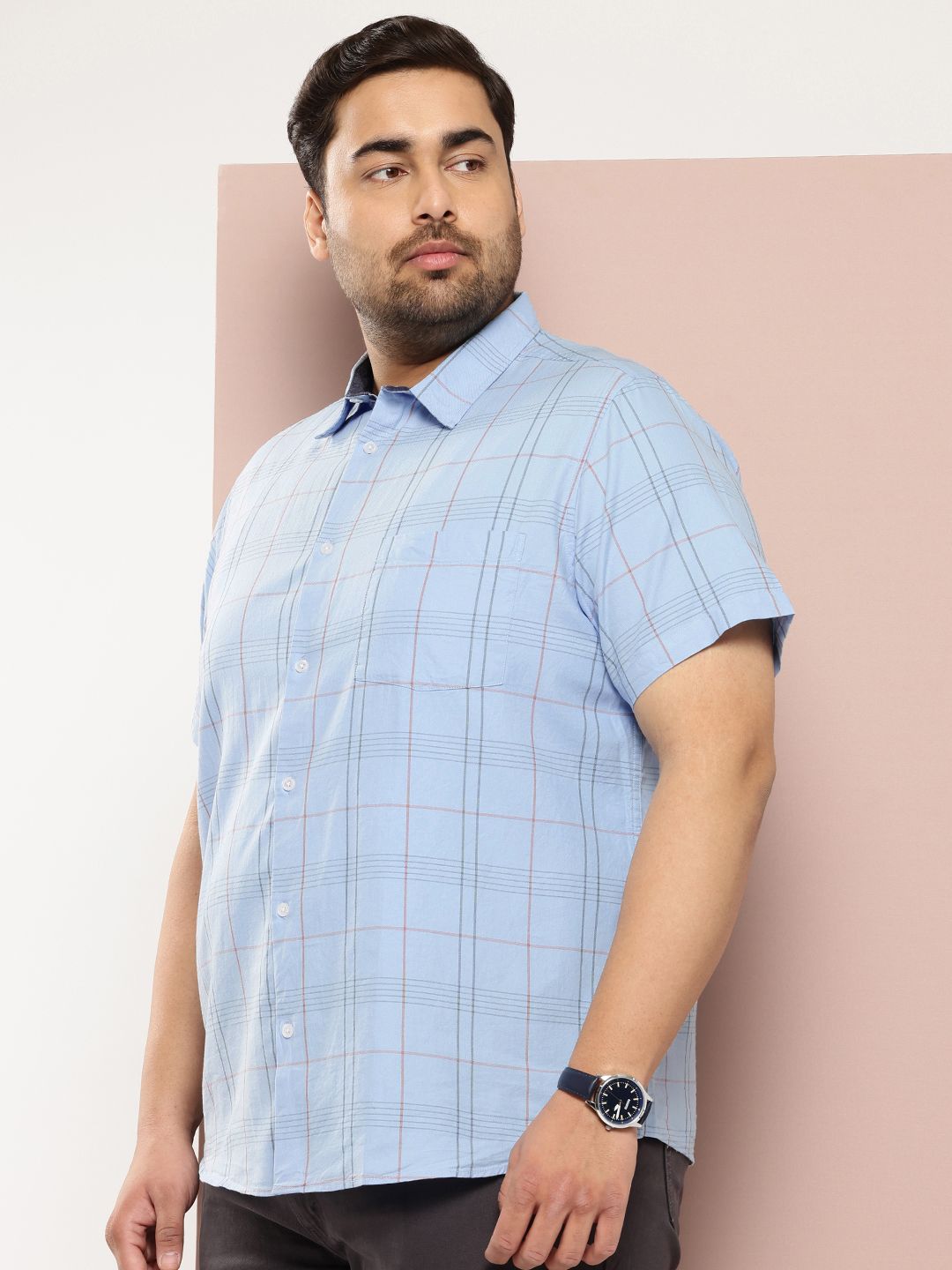 Thomas Scott Plus Size Premium Checked Pure Cotton Casual Shirt