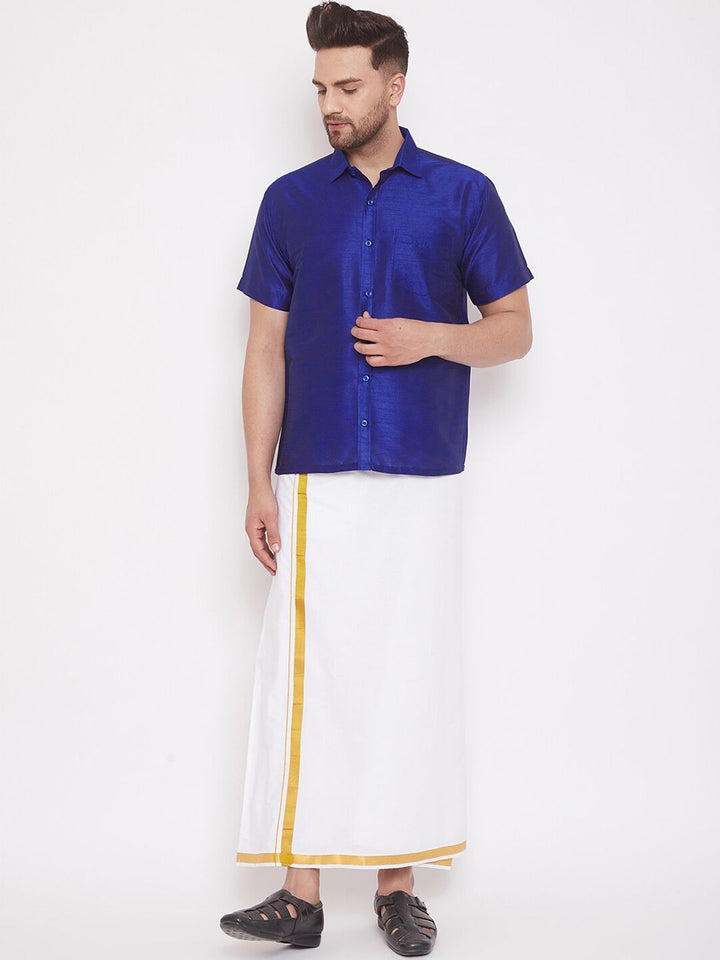 VASTRAMAY Premium Spread Collar Silk Shirt