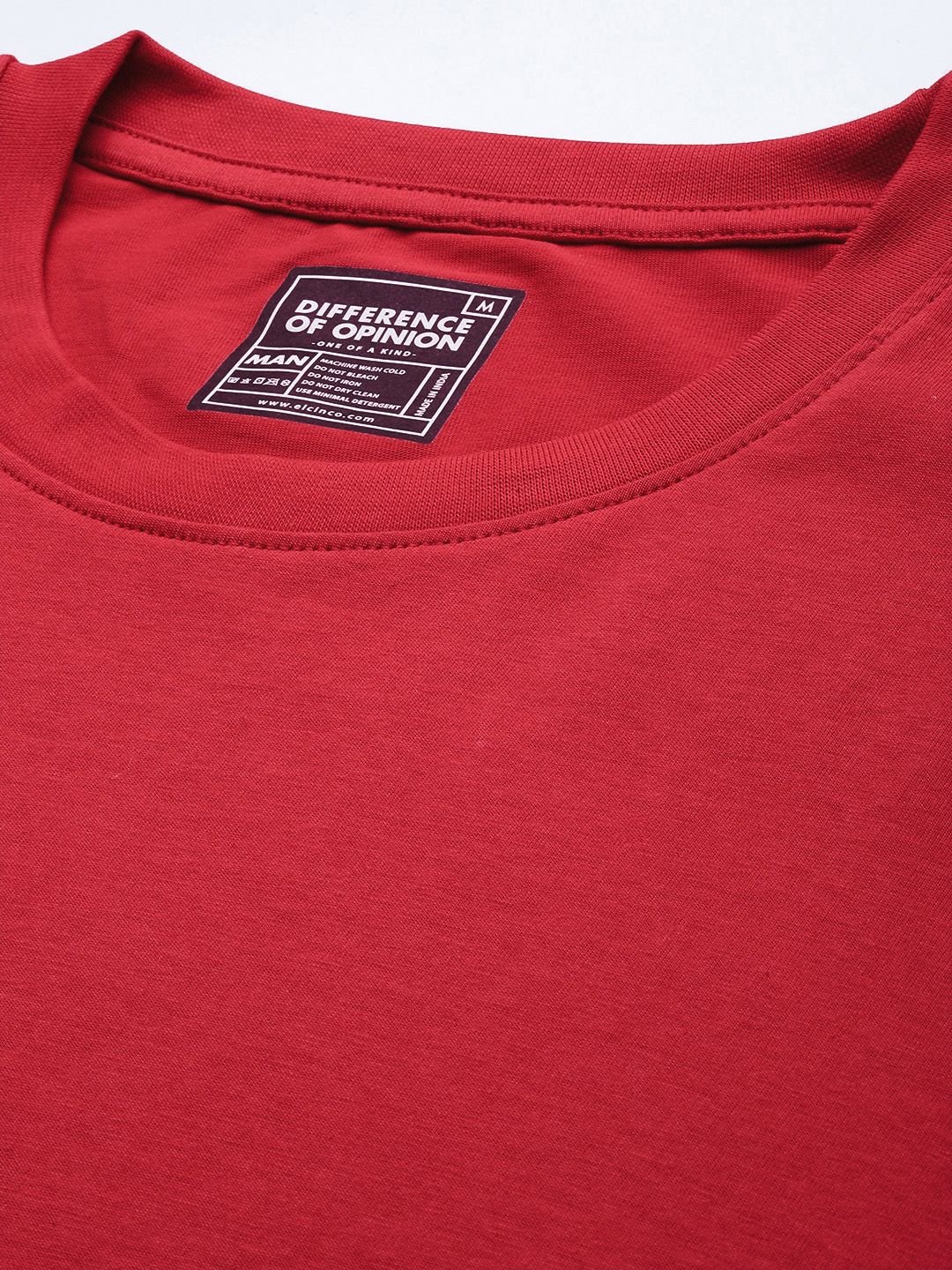 Difference of Opinion Men Red Cotton Drop-Shoulder Sleeves Oversized T-shirt