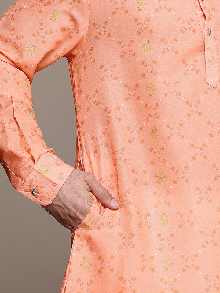 House of Pataudi Floral Printed Pathani Jashn Kurta