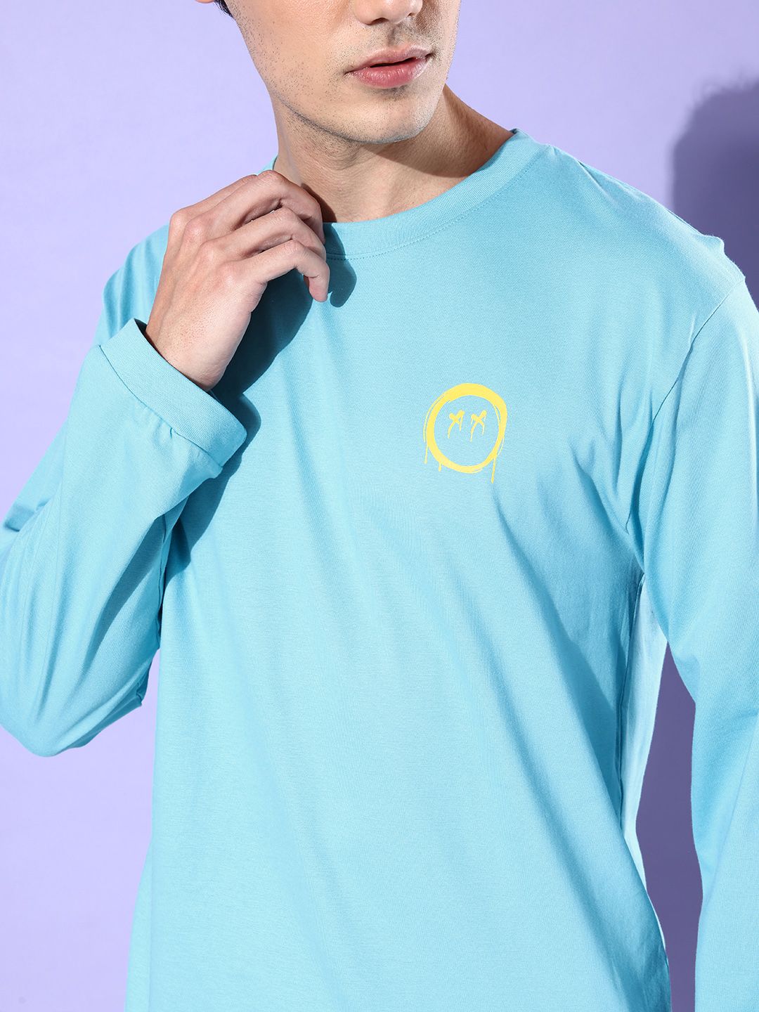Difference of Opinion Men Turquoise Blue Printed Pure Cotton Oversized T-shirt