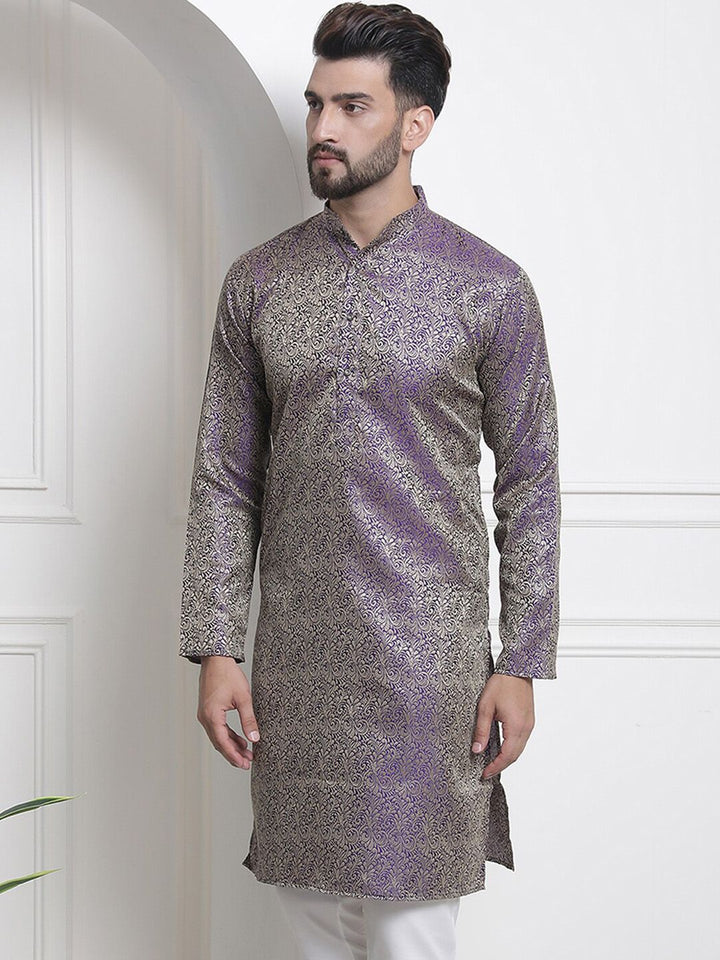 SOJANYA Ethnic Motifs Woven Design Mandarin Collar Jacquard Kurta