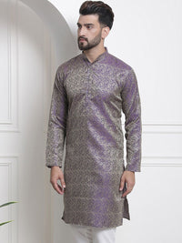 SOJANYA Ethnic Motifs Woven Design Mandarin Collar Jacquard Kurta