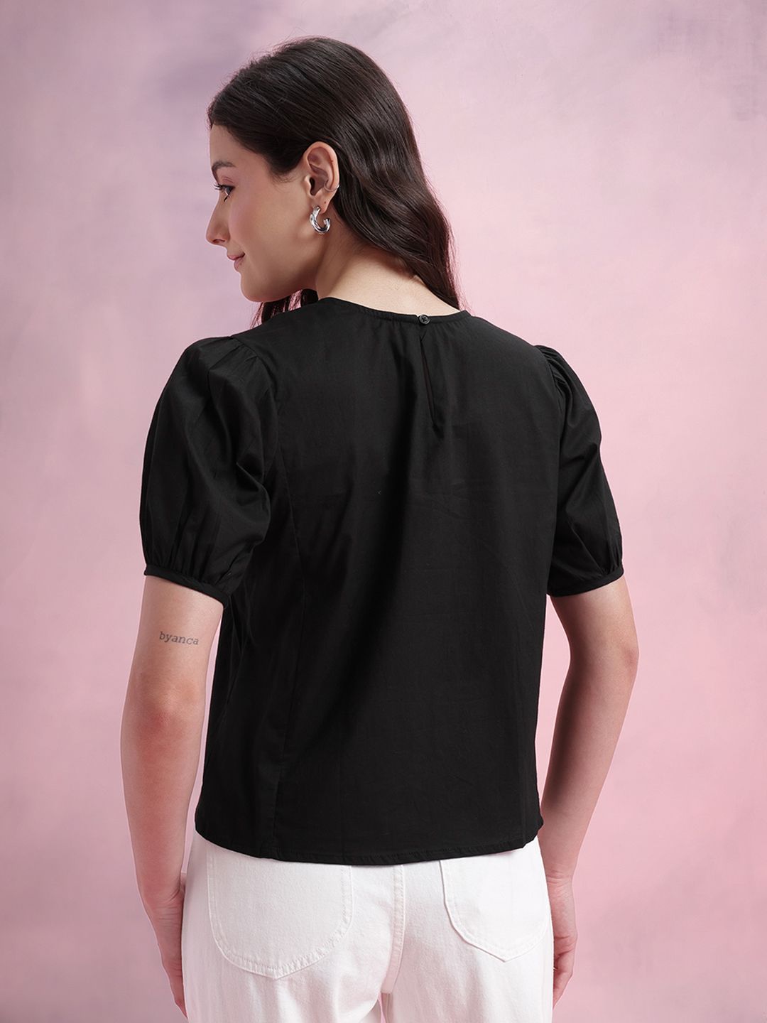 DressBerry Puff Sleeves Pure Cotton Top