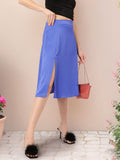 DressBerry Women Slit Edge Crinkle Flair A-line Skirt