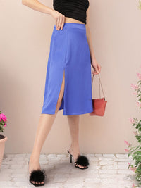 DressBerry Women Slit Edge Crinkle Flair A-line Skirt