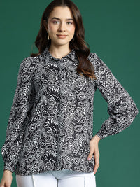 DressBerry Printed Monochrome Casual Shirt