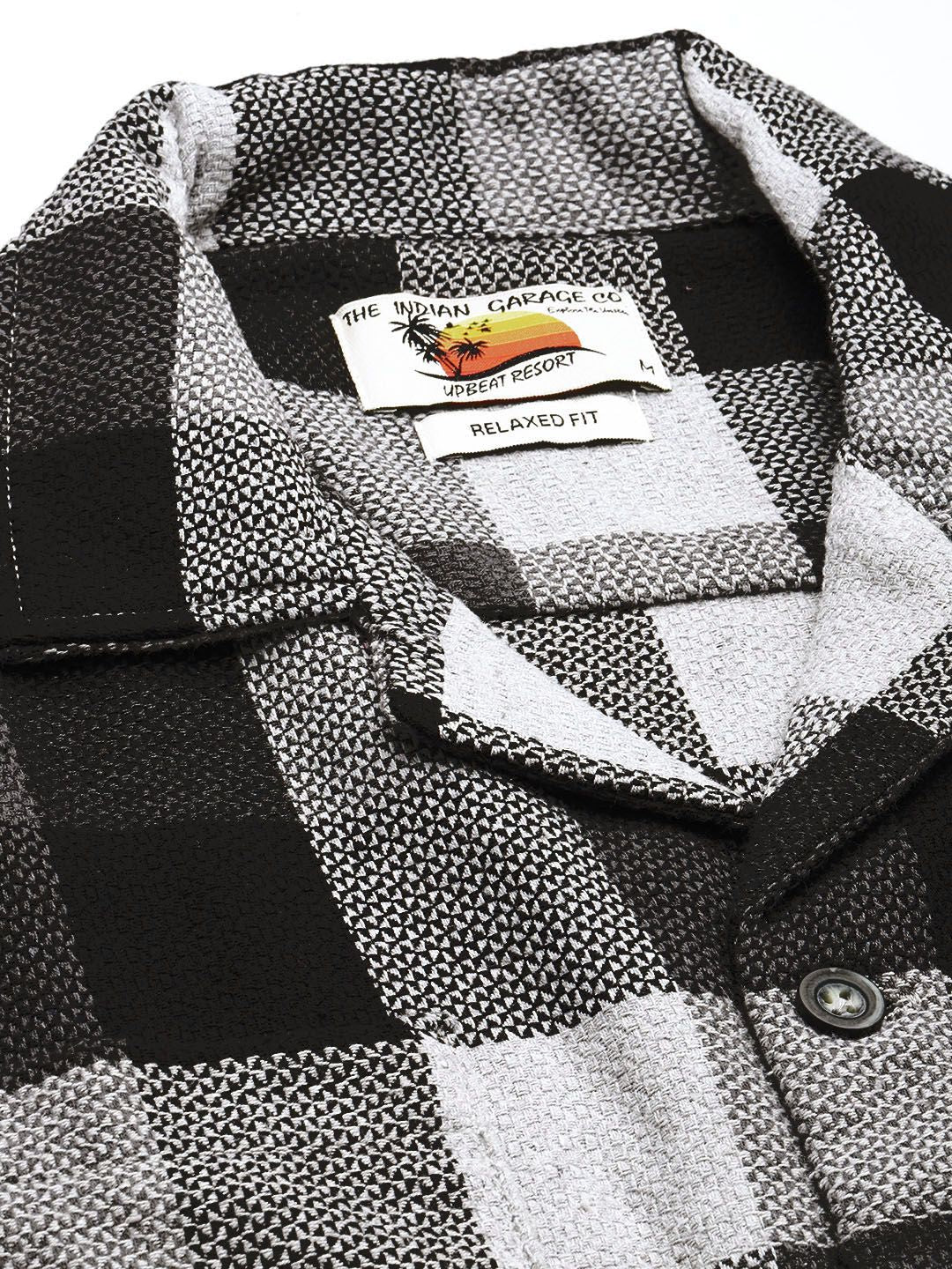 The Indian Garage Co Pure Cotton Checked & Textured Relaxed Fit Casual Shirt