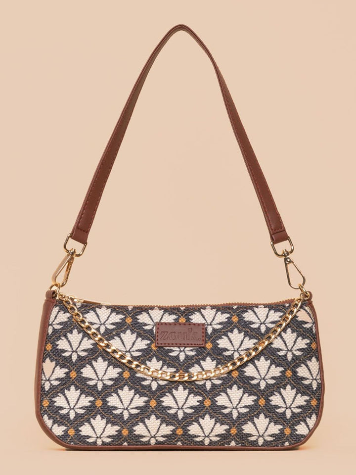 ZOUK Floral Printed Structured Baguette Bag Handbags