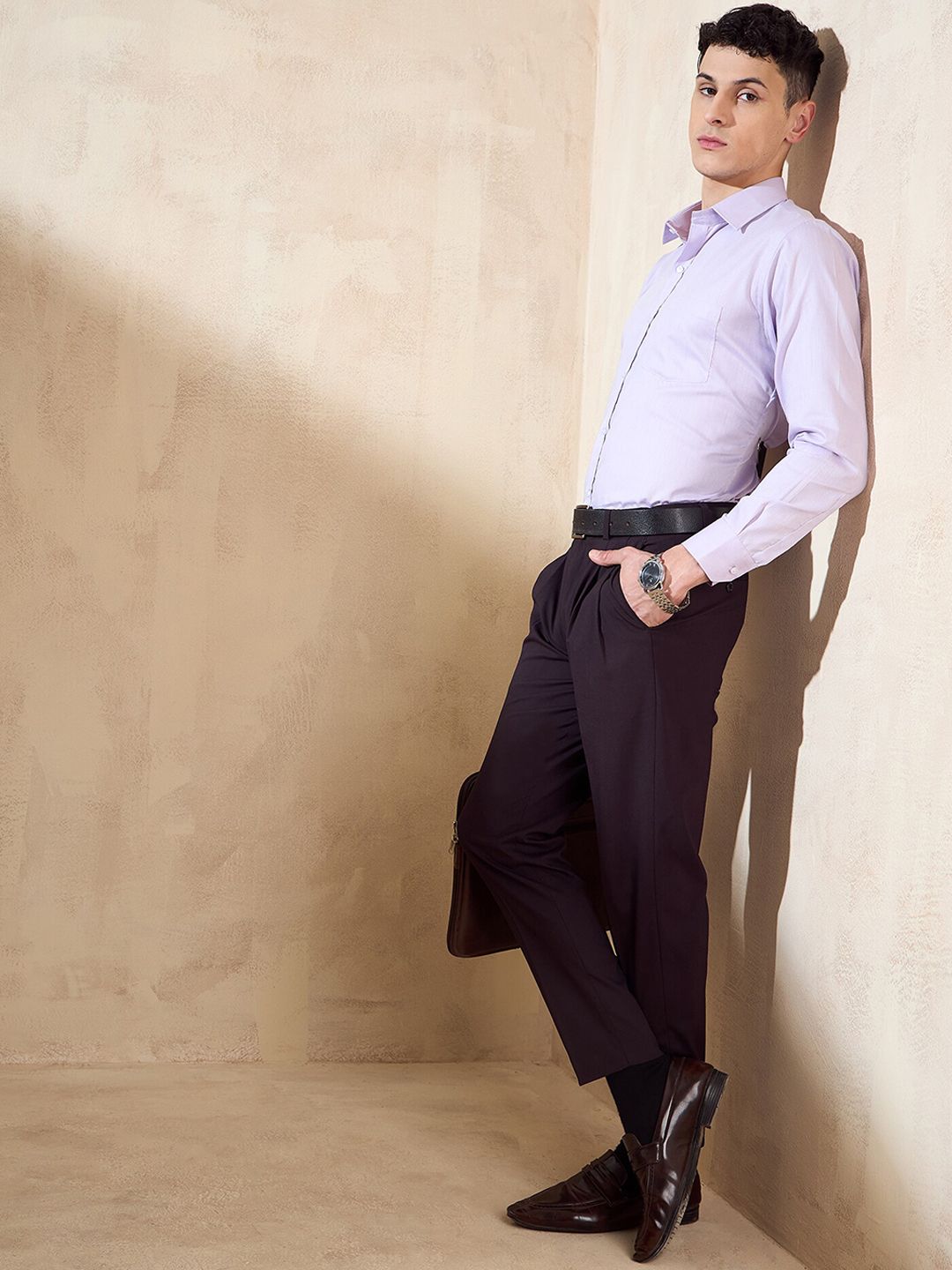 DENNISON Men Double Pleated Formal Trouser