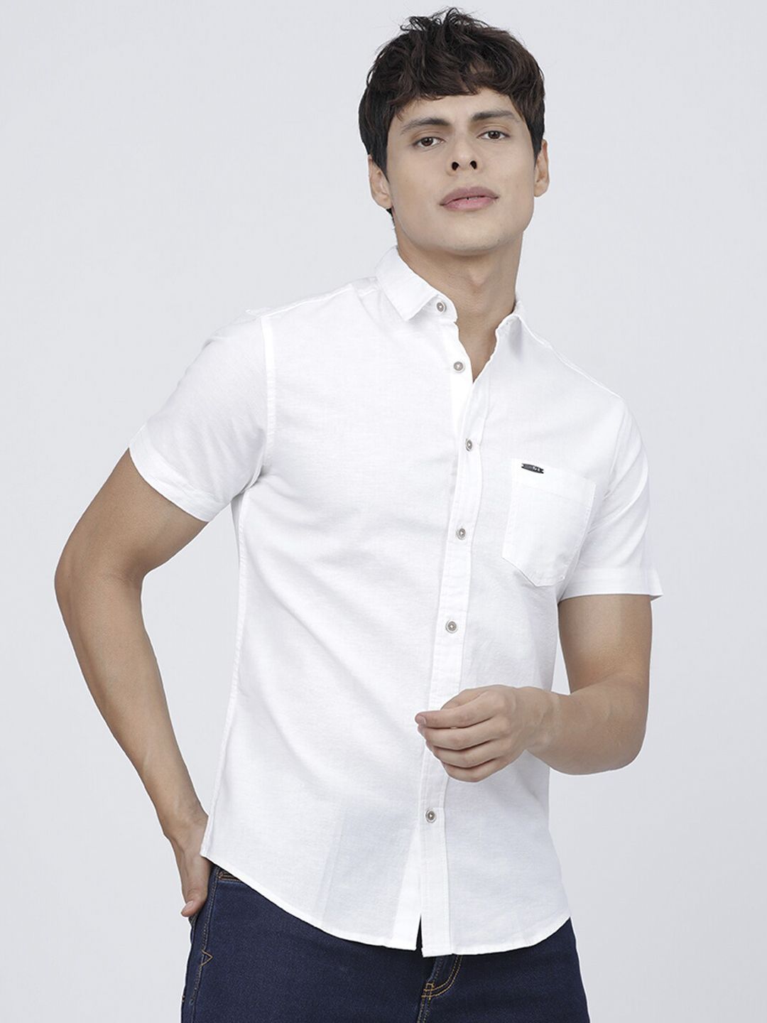 The Indian Garage Co Solid Pure Cotton Casual Shirt