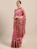 Saree mall Pink Paisley Silk Blend Banarasi Saree