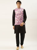 SOJANYA Kurta Solid Hitam Lelaki dengan Jaket Churidar & Nehru