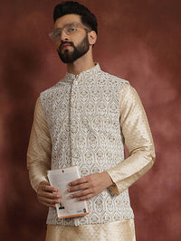 Jaket Nehru Kolar Mandarin Bersulam Metalik Anouk