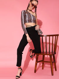STREET 9 Women Black Tapered Fit High-Rise Trousers