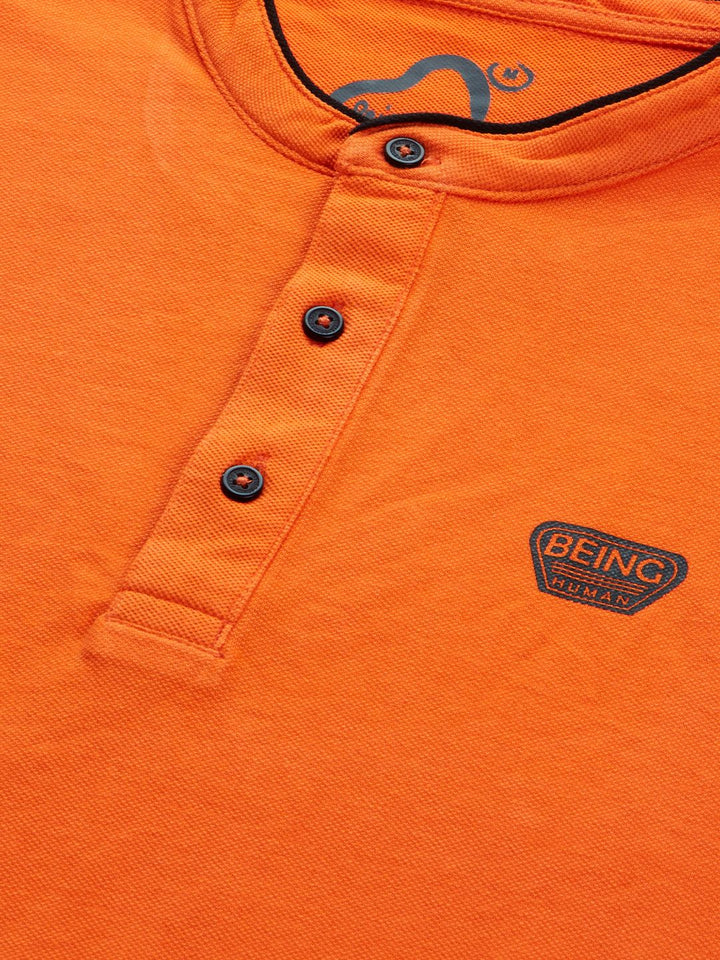 Being Human Men Red Polo Collar Pure Cotton T-shirt