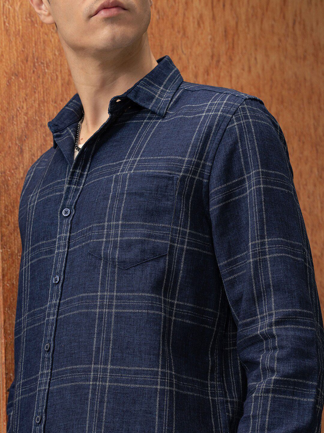 LOCOMOTIVE Mock Lino Dobby Textured Checked Shirt