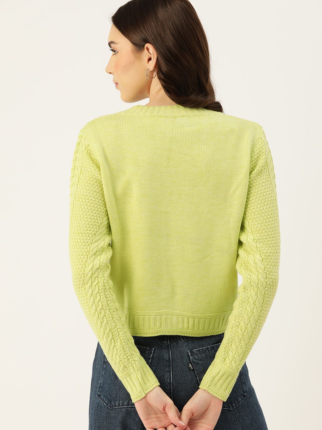 DressBerry Pure Acrylic Cable Knit Cardigan