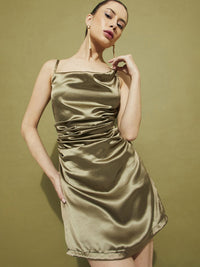 DressBerry Draped Dreams Satin-Finish Ruched Mini Dress