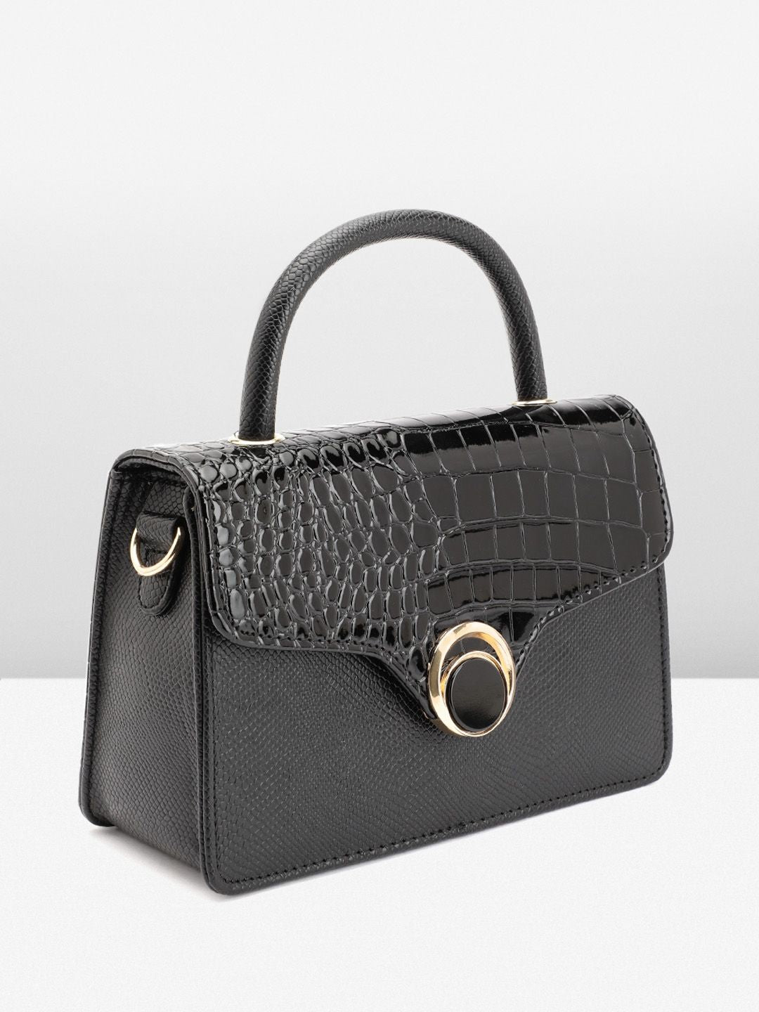 DressBerry Animal Skin Textured Structured Satchel