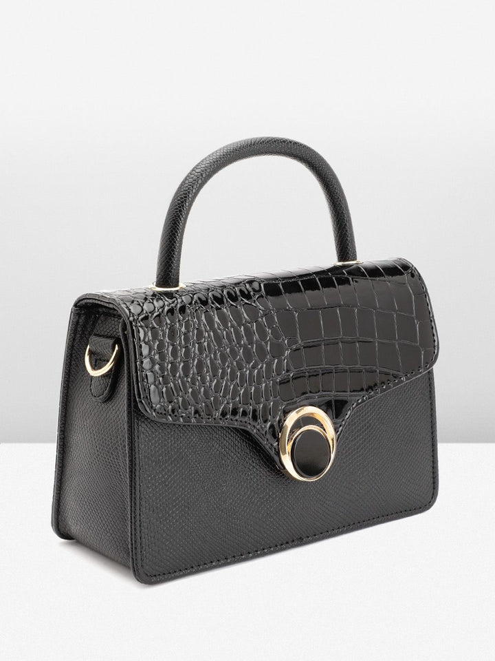 DressBerry Animal Skin Textured Structured Satchel