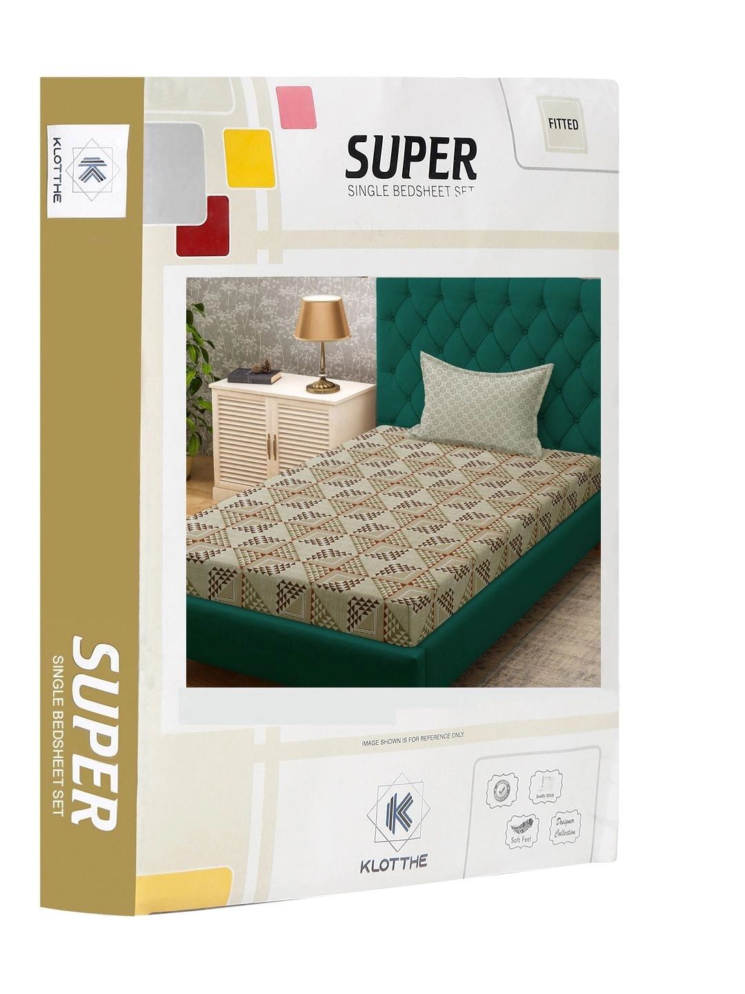 Moda Rapido X KLOTTHE Beige & Brown Geometric 400 TC Single Bedsheet with 1 Pillow Covers