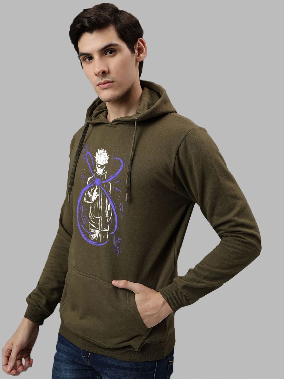 ADRO Men Printed Hooded Sweatshirt