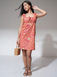 Tokyo Talkies Women Floral Print Ruffled Sheath Mini Dress