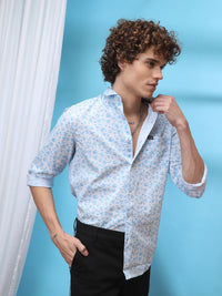 The Indian Garage Co Men Blue Slim Fit Printed Casual Shirt
