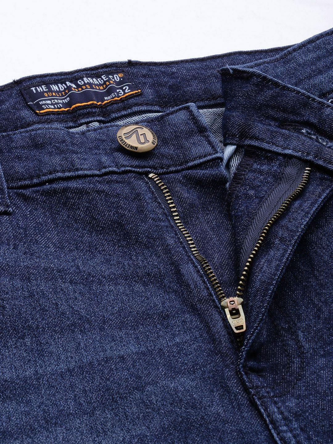 The Indian Garage Co Men Navy Blue Slim Fit Low Distress Light Fade Stretchable Jeans