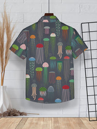 HELLCAT Boys Conversational Print Cotton Curved Hemline Opaque Casual Shirt