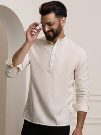 SOJANYA Mandarin Collar Roll Up Sleeves Kurta