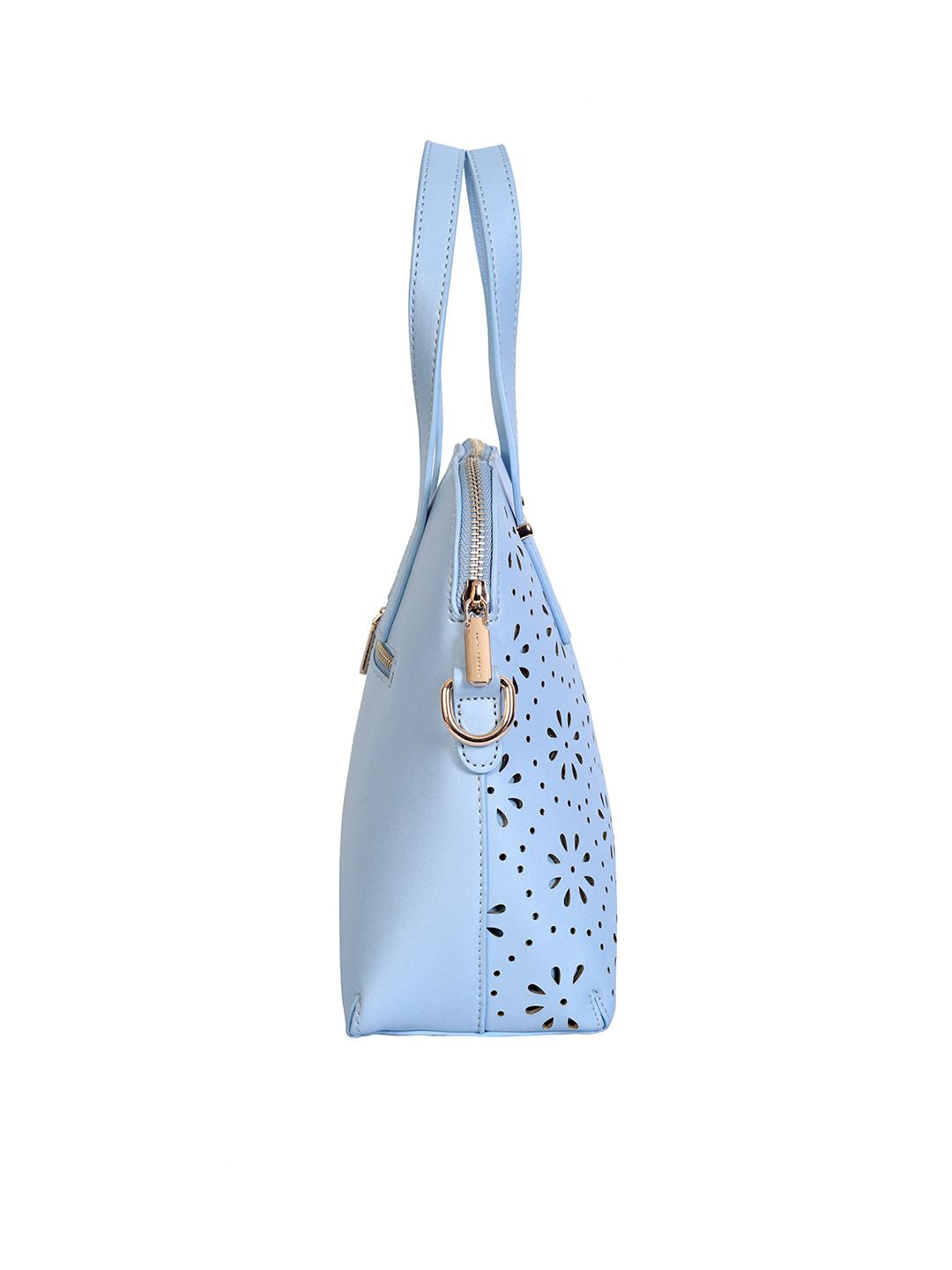 Lino Perros Blue Cut-Work Handheld Bag with Detachable Sling Strap