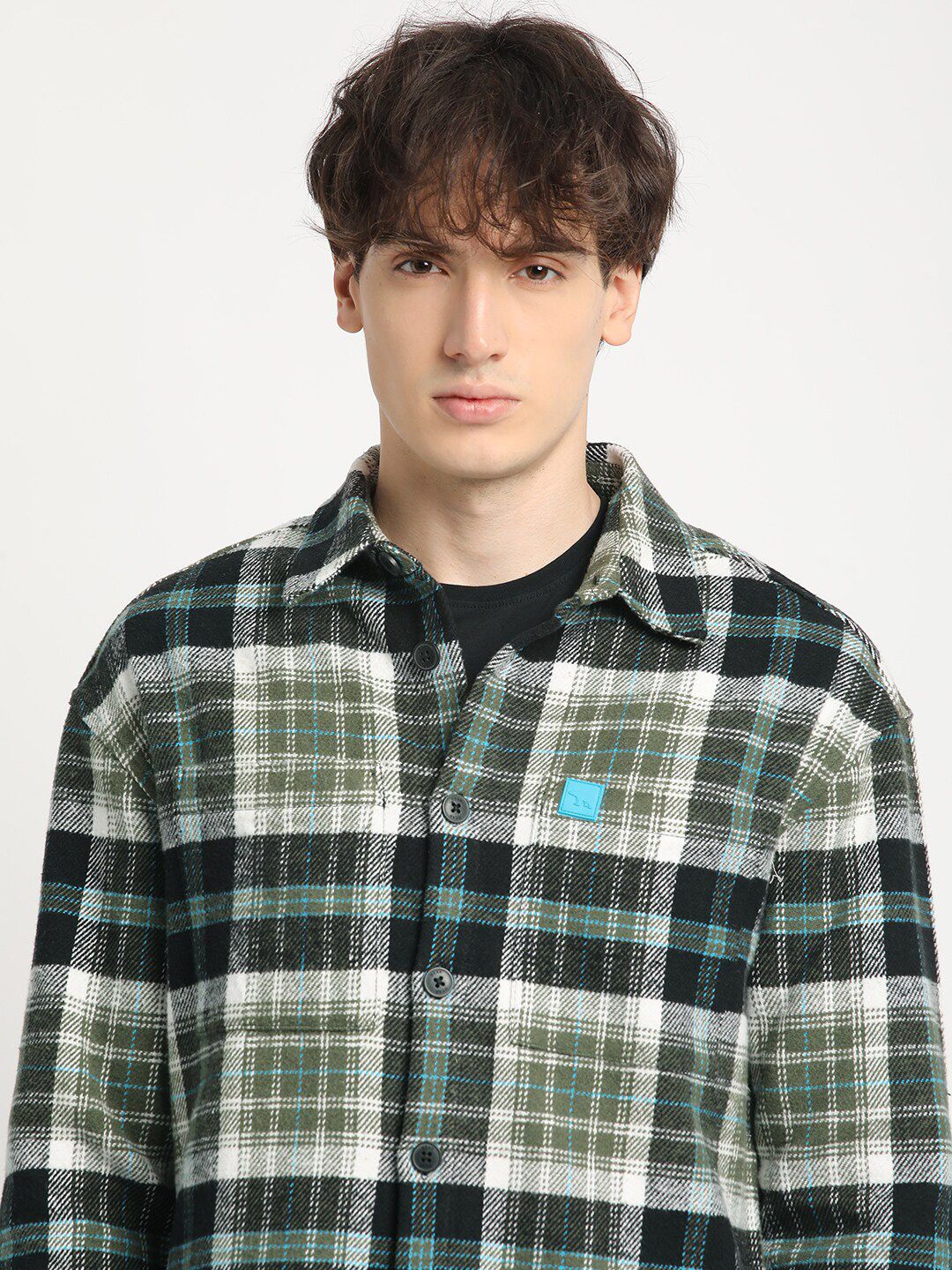 THE BEAR HOUSE Men Checkered Relaxed Fit Shacket